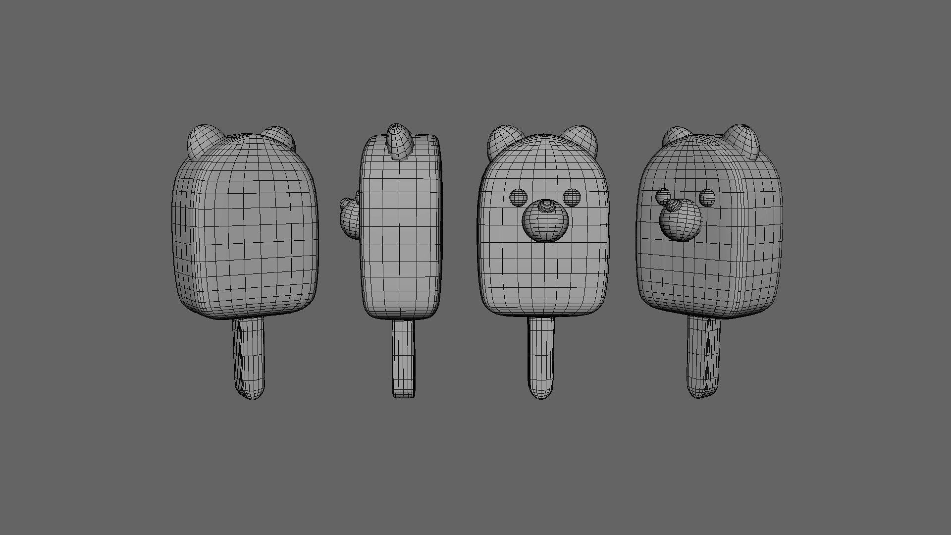 LowPoly Kawaii Tiger Ice Cream Low-poly 3D model_6