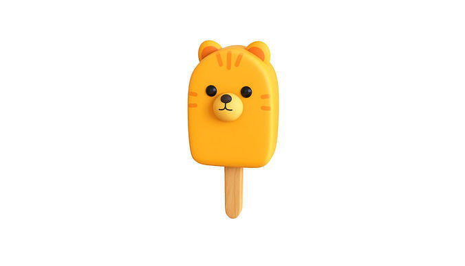 LowPoly Kawaii Tiger Ice Cream Low-poly 3D model