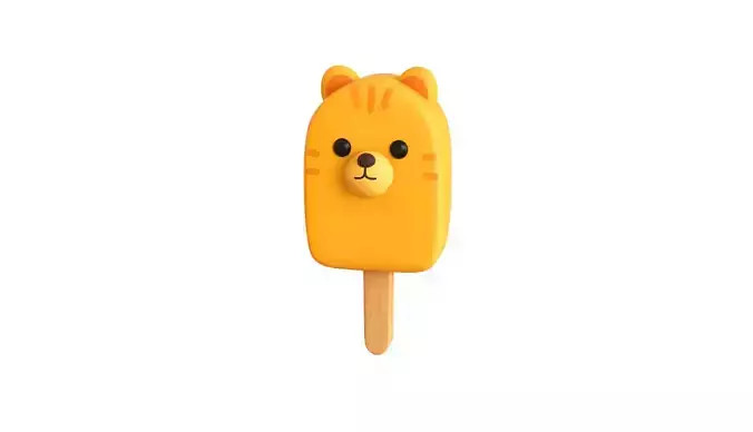 LowPoly Kawaii Tiger Ice Cream Low-poly 3D model