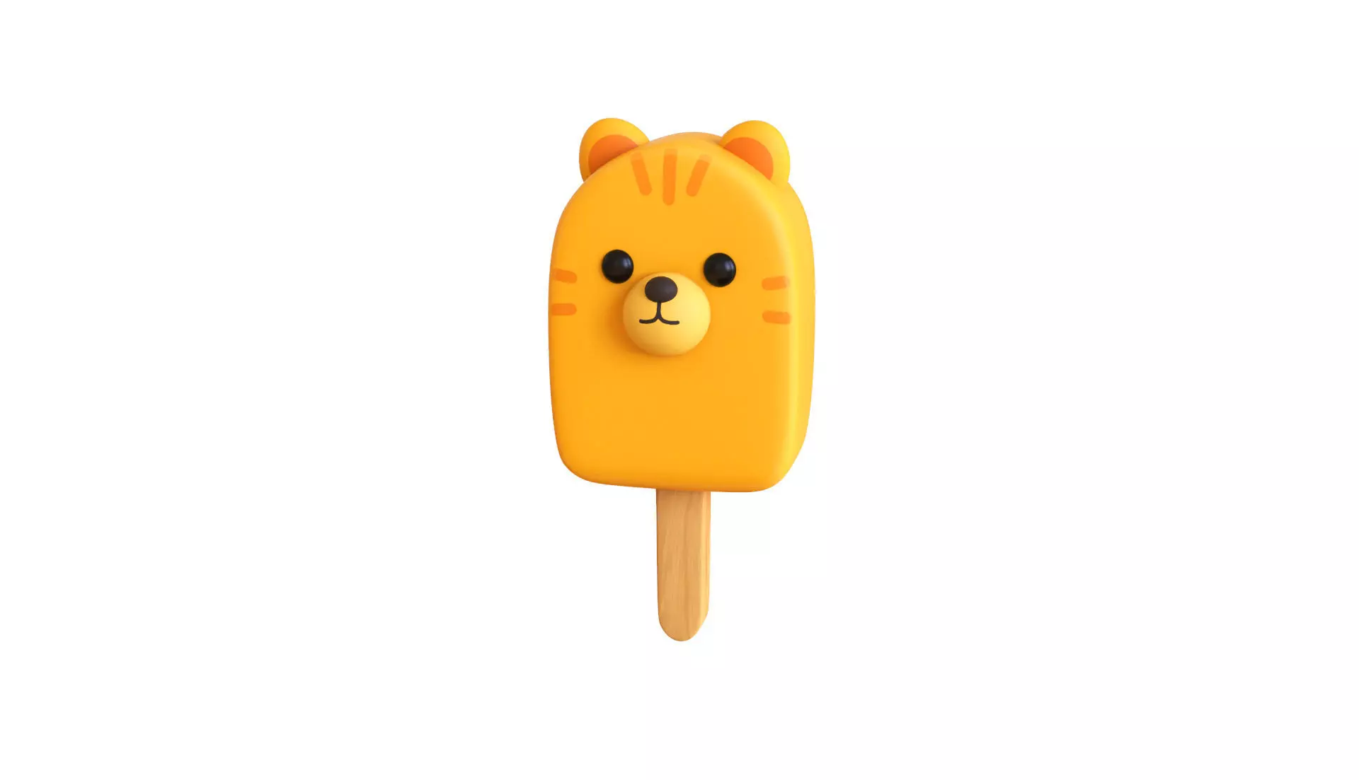 LowPoly Kawaii Tiger Ice Cream Low-poly 3D model_0