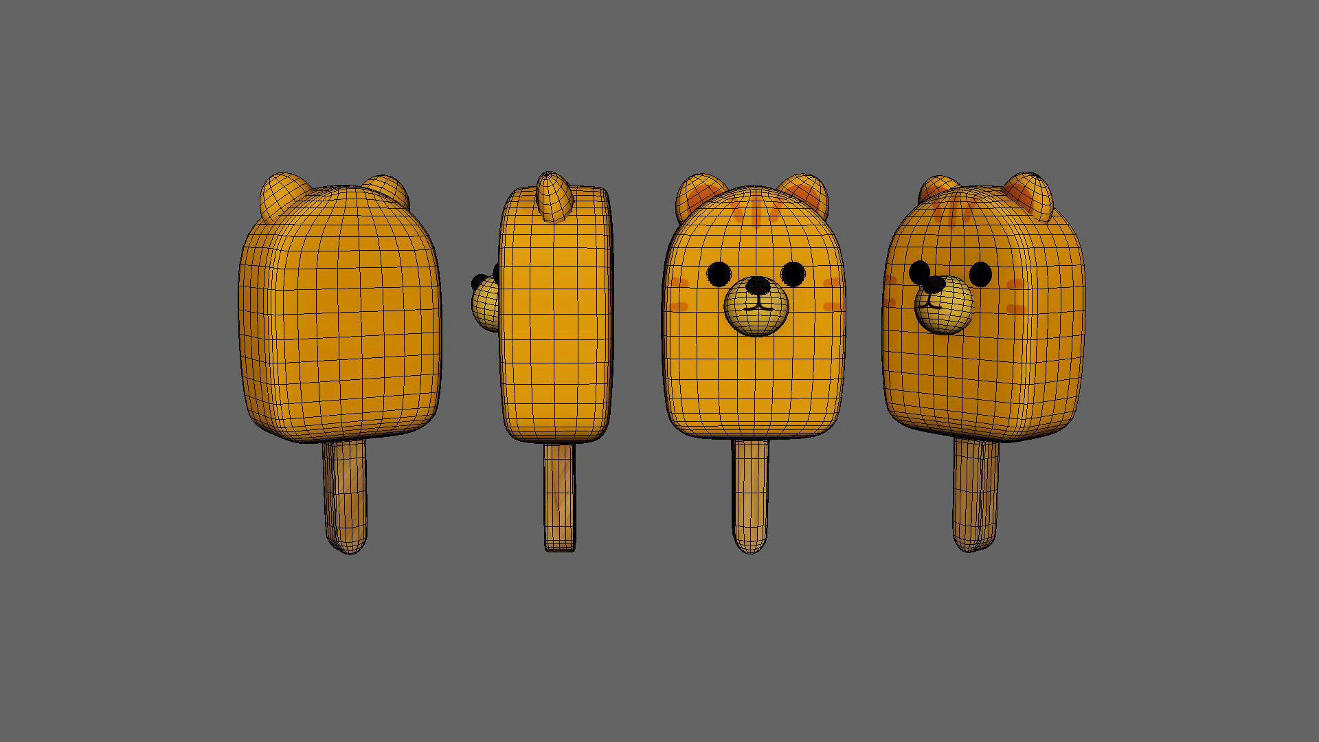 LowPoly Kawaii Tiger Ice Cream Low-poly 3D model_7