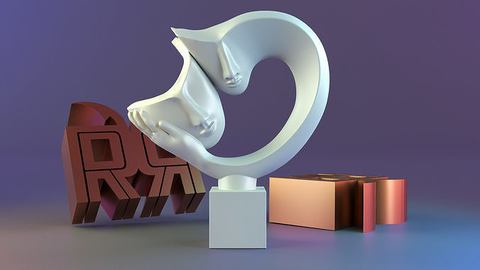 Abstract Face Love Statue 3D print model