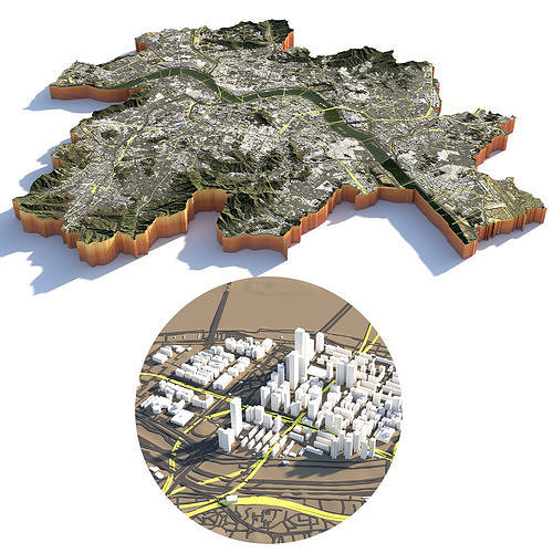 Seoul City in South Korea 3D model