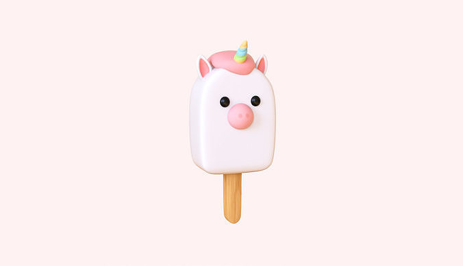 LowPoly Kawaii Unicorn Ice Cream Low-poly 3D model