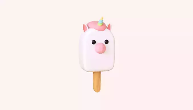 LowPoly Kawaii Unicorn Ice Cream