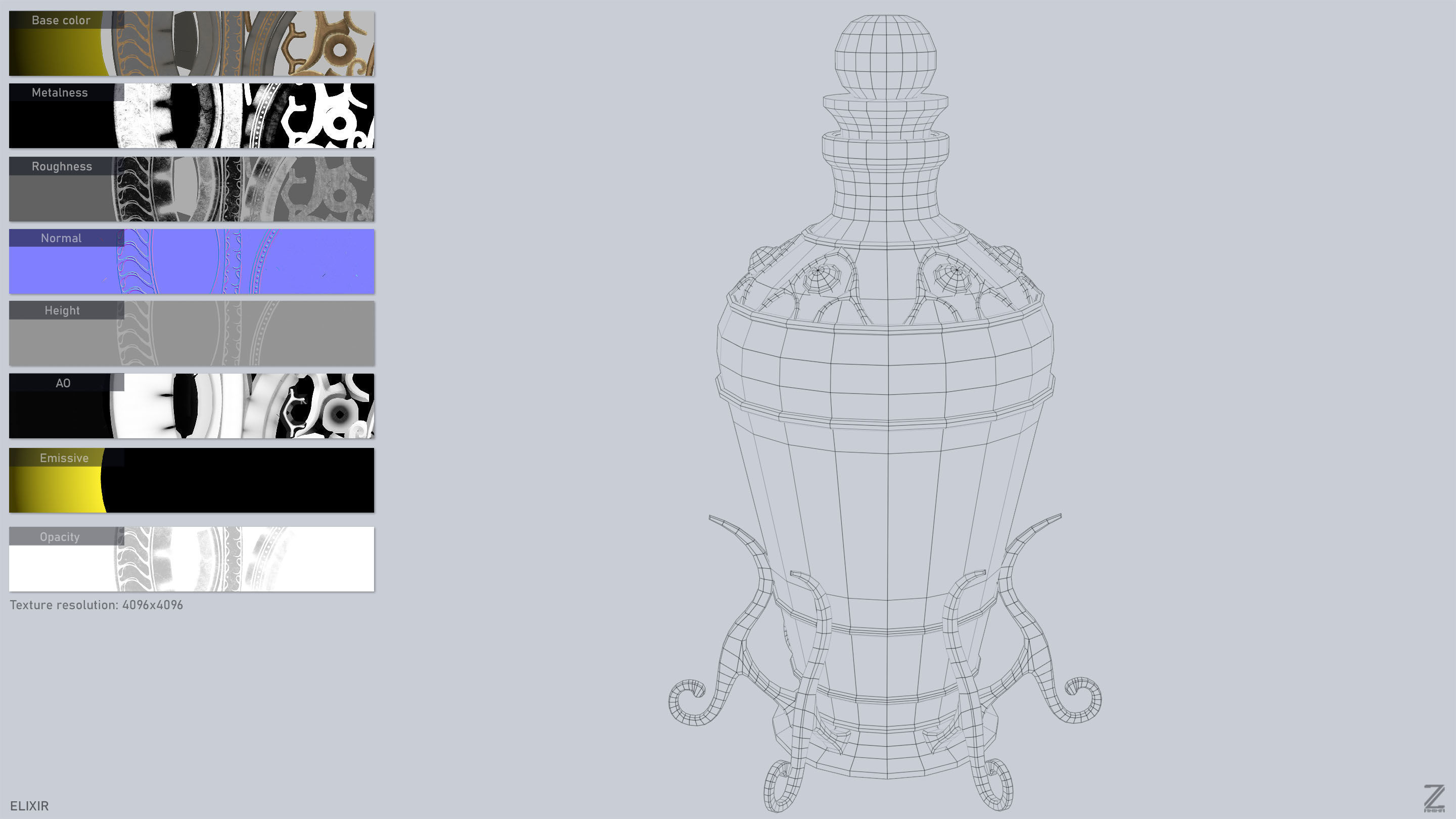 Elixir Low-poly 3D model_3