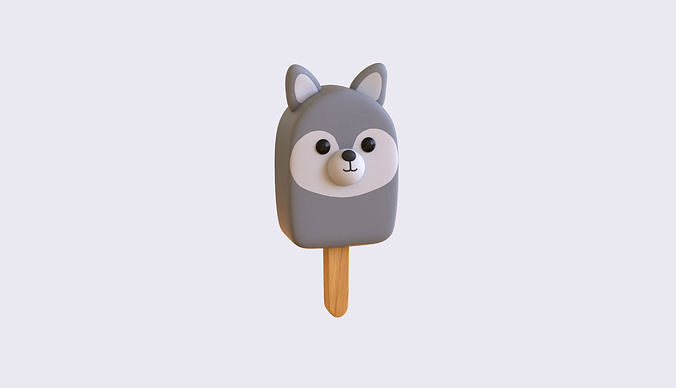 LowPoly Kawaii Wolf Ice Cream Low-poly 3D model