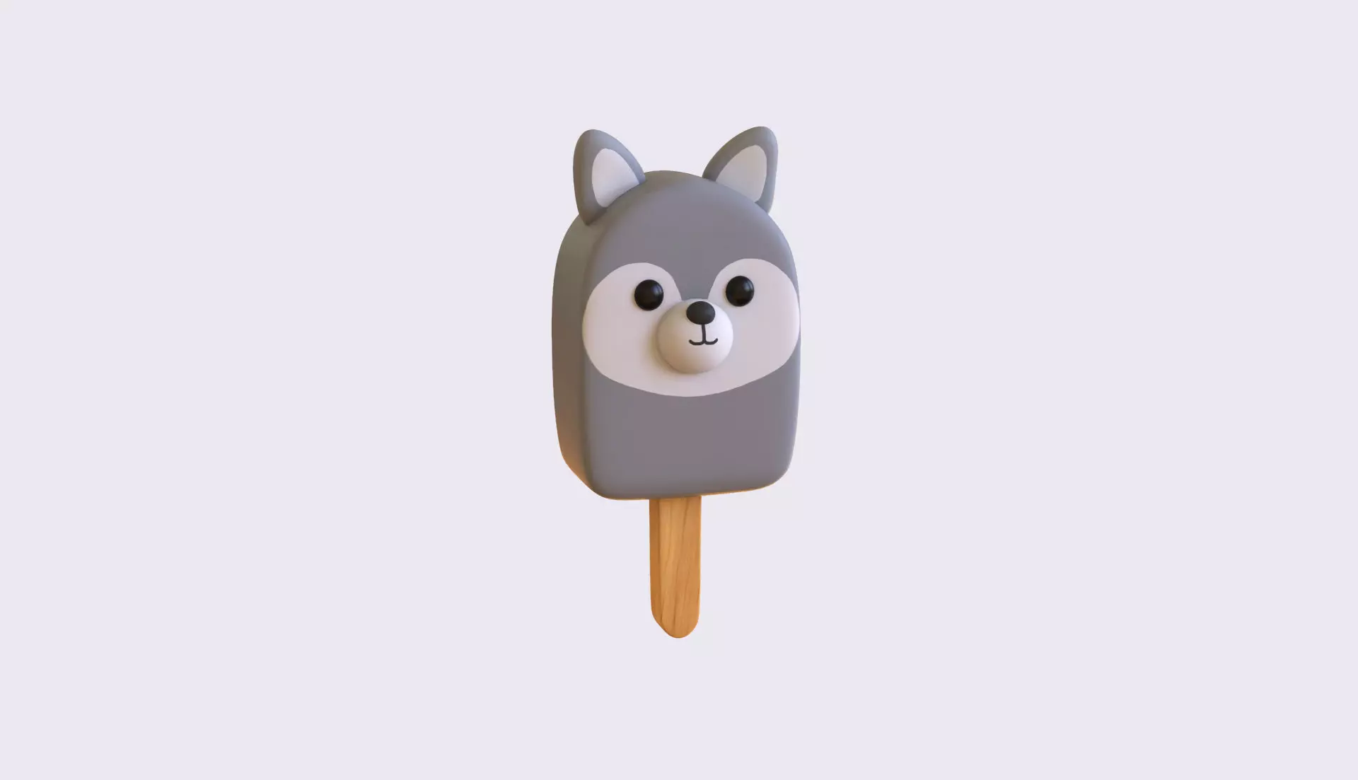 LowPoly Kawaii Wolf Ice Cream Low-poly 3D model_0