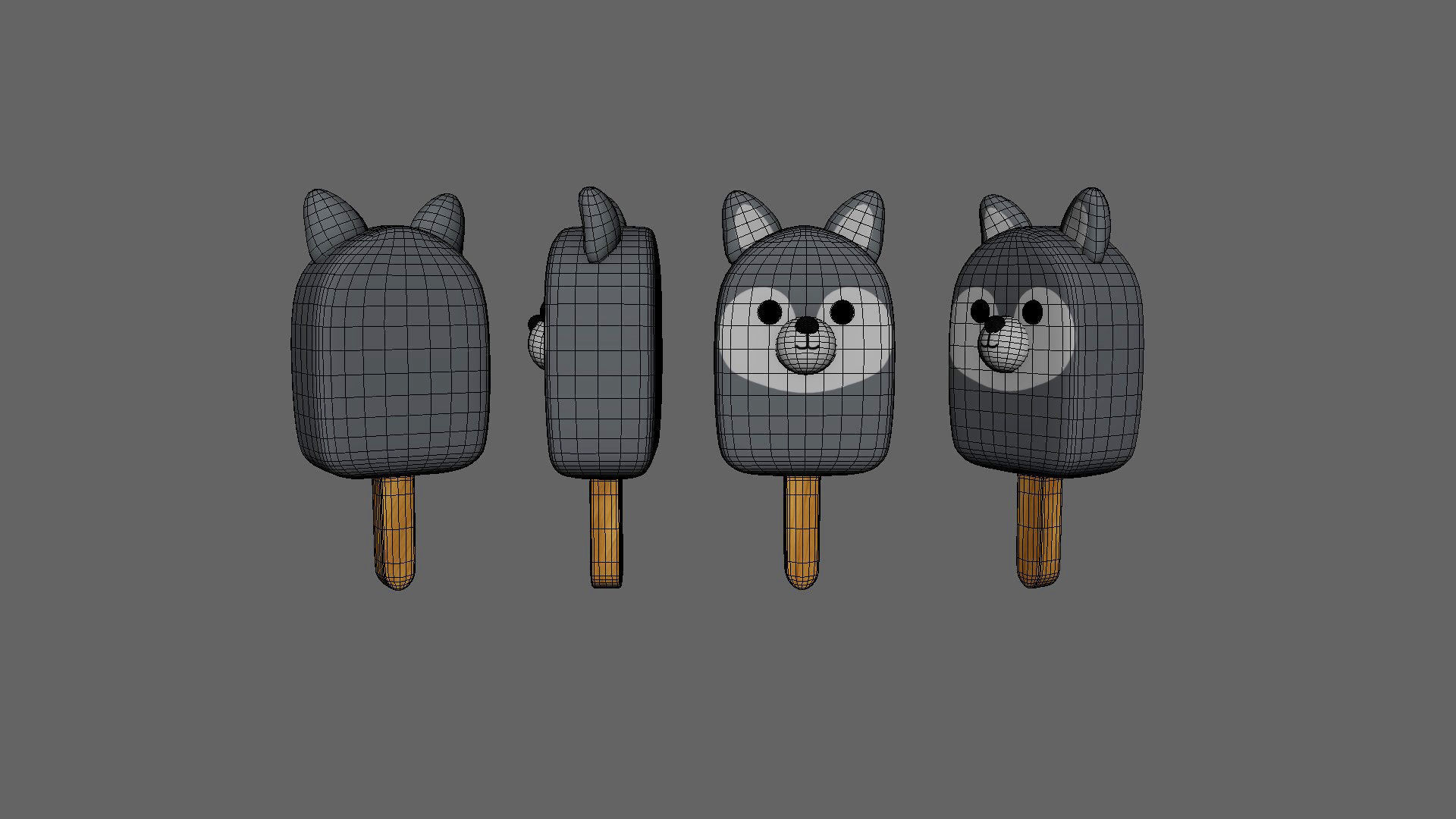 LowPoly Kawaii Wolf Ice Cream Low-poly 3D model_7
