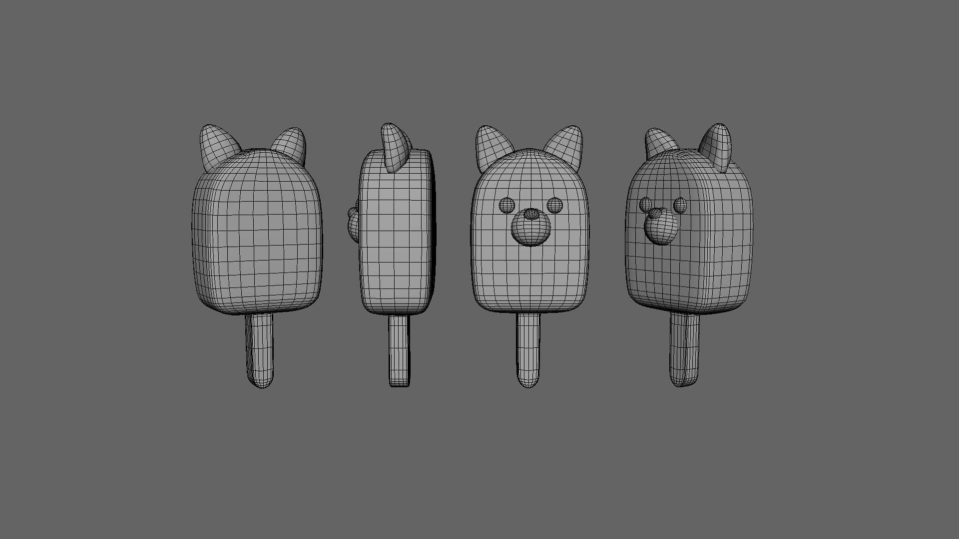 LowPoly Kawaii Wolf Ice Cream Low-poly 3D model_6