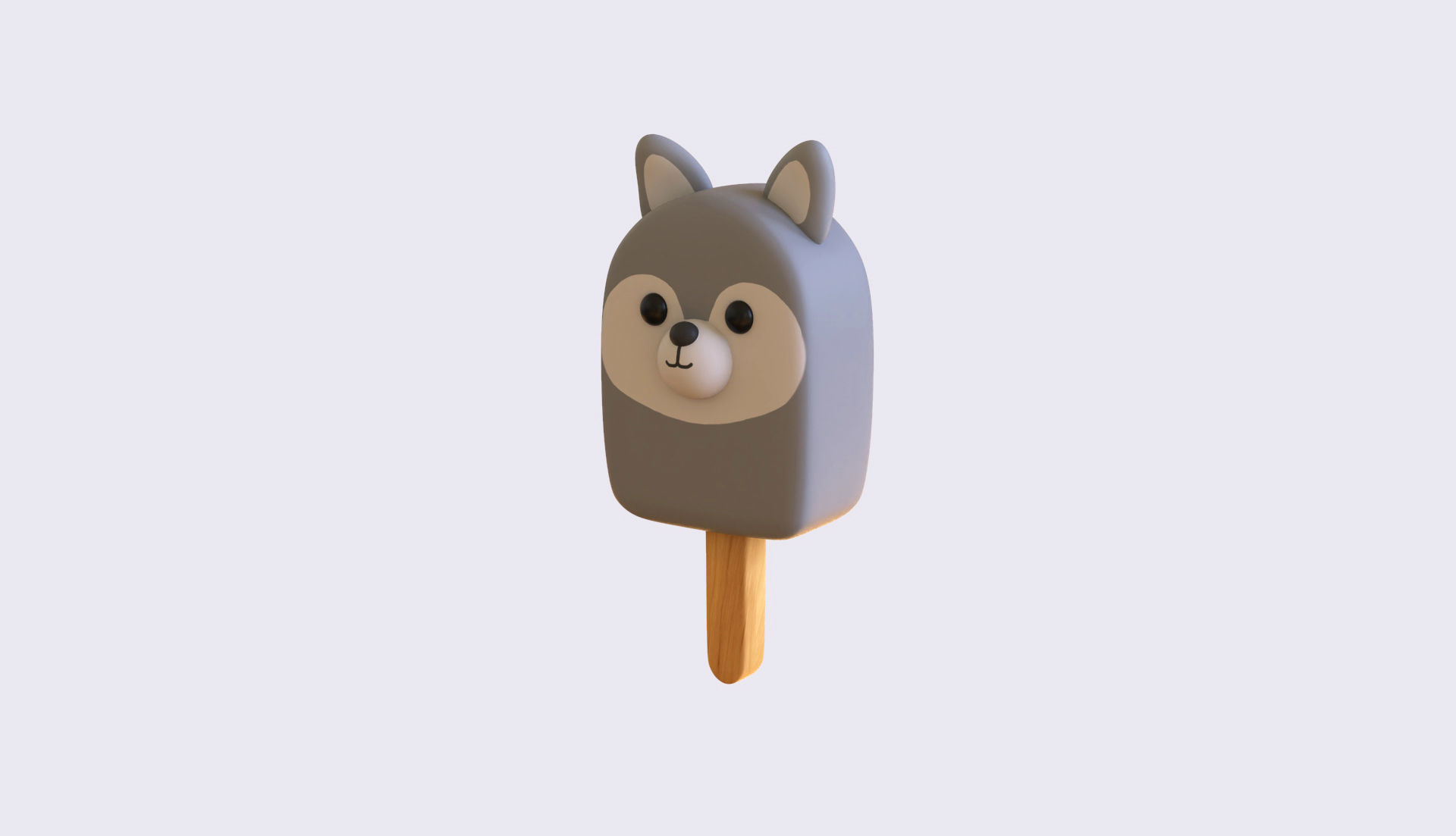 LowPoly Kawaii Wolf Ice Cream Low-poly 3D model_1
