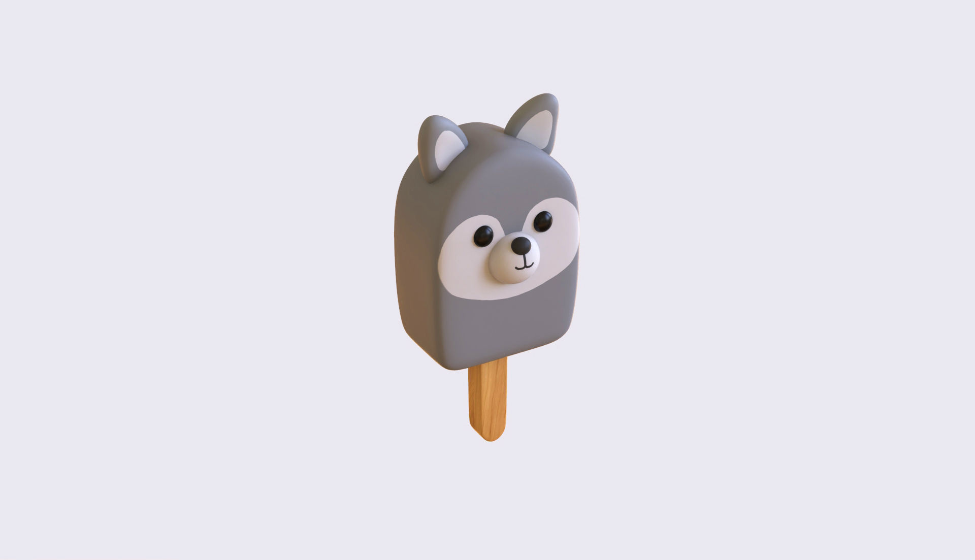 LowPoly Kawaii Wolf Ice Cream Low-poly 3D model_5