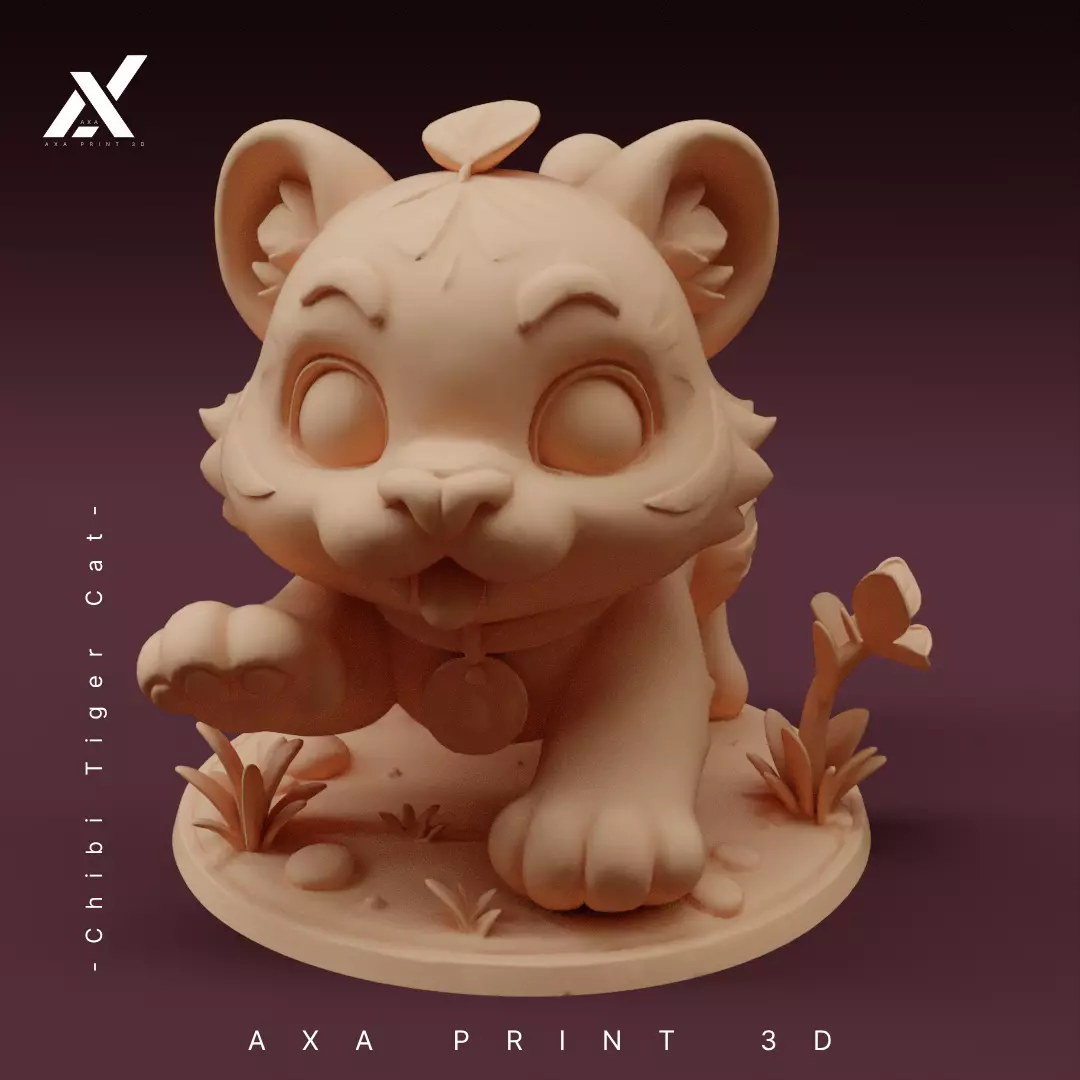 Chibi Tiger Cat STL - Cute Striped Kitten 3D Print Model 3D print model_0