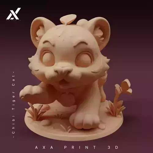 Chibi Tiger Cat STL - Cute Striped Kitten 3D Print Model 3D print model
