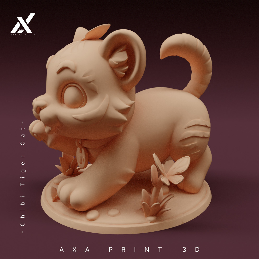 Chibi Tiger Cat STL - Cute Striped Kitten 3D Print Model 3D print model_2
