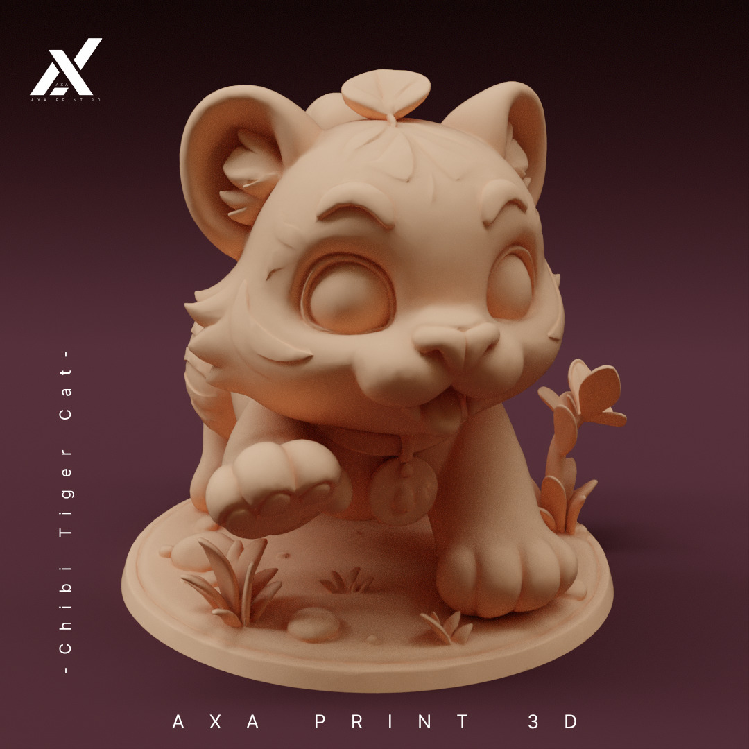 Chibi Tiger Cat STL - Cute Striped Kitten 3D Print Model 3D print model_6