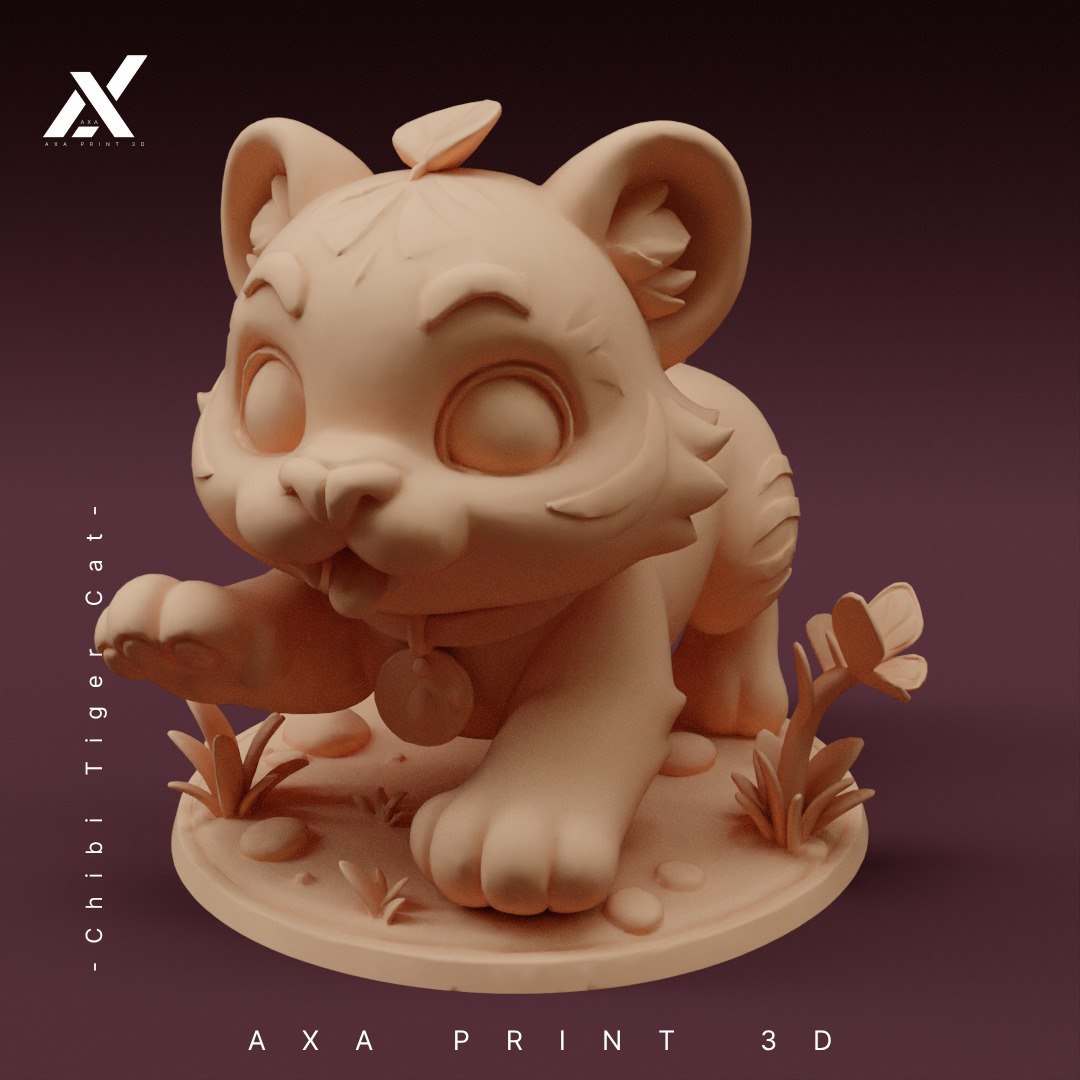 Chibi Tiger Cat STL - Cute Striped Kitten 3D Print Model 3D print model_1