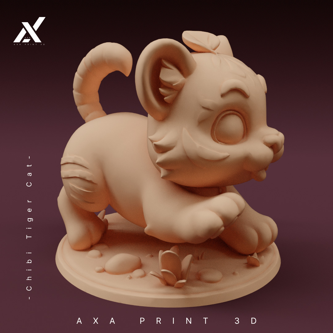 Chibi Tiger Cat STL - Cute Striped Kitten 3D Print Model 3D print model_5