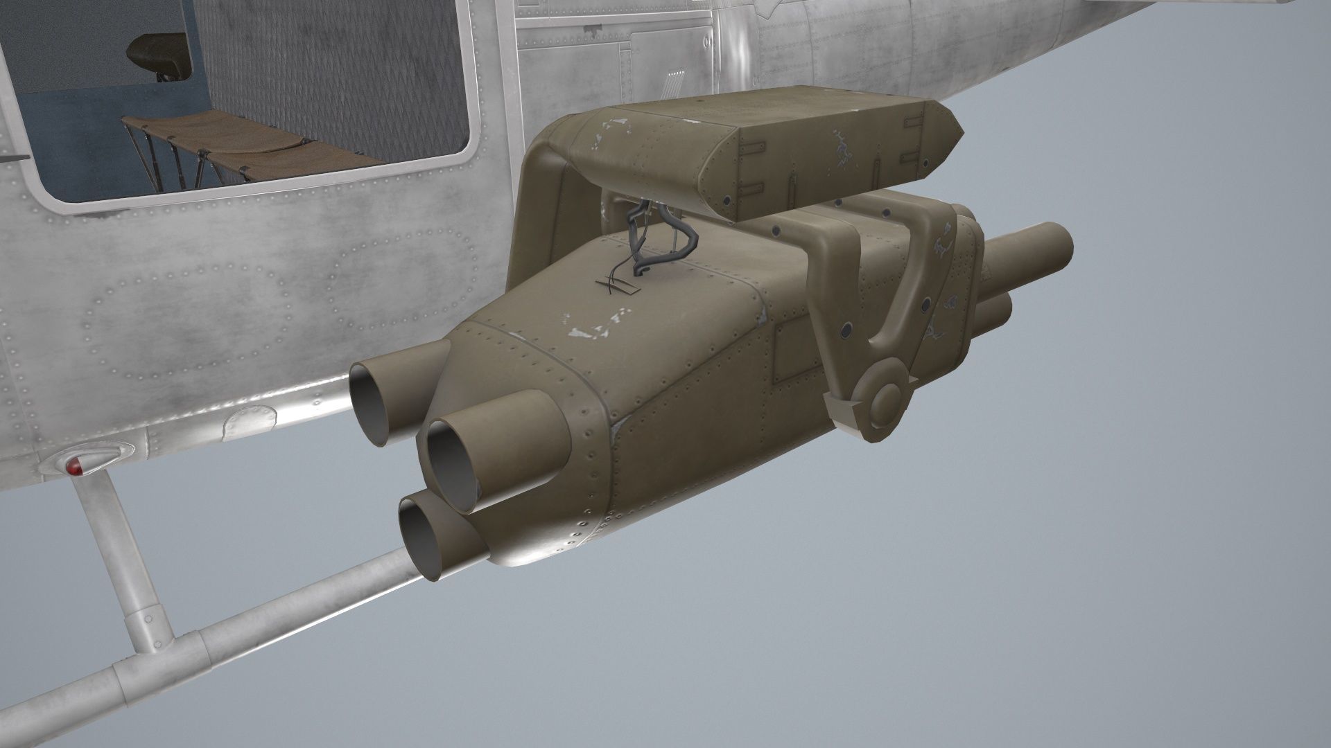 Bell UH-1B Blank Livery Static Low-poly 3D model_21