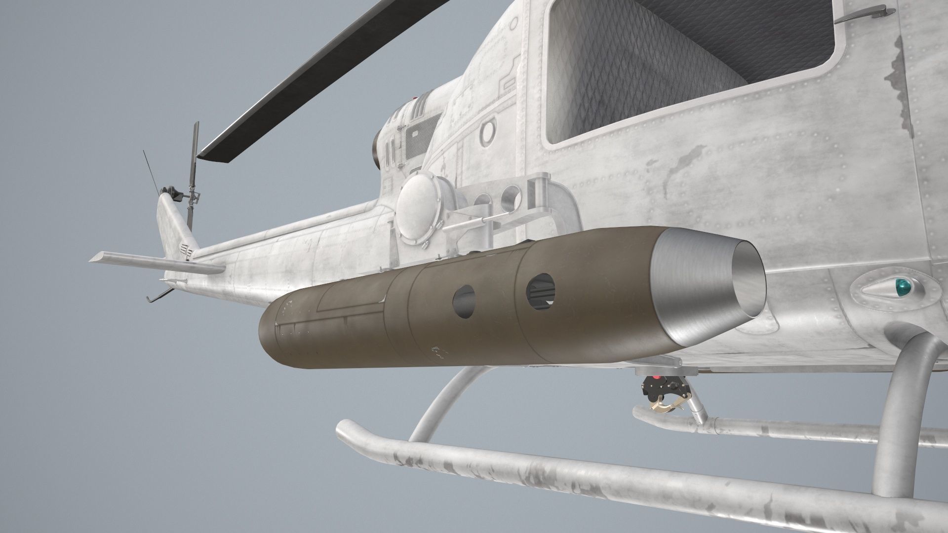 Bell UH-1B Blank Livery Static Low-poly 3D model_11