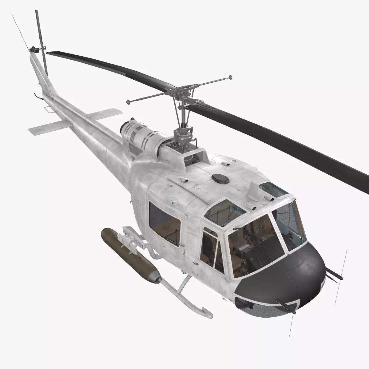 Bell UH-1B Blank Livery Static Low-poly 3D model_0