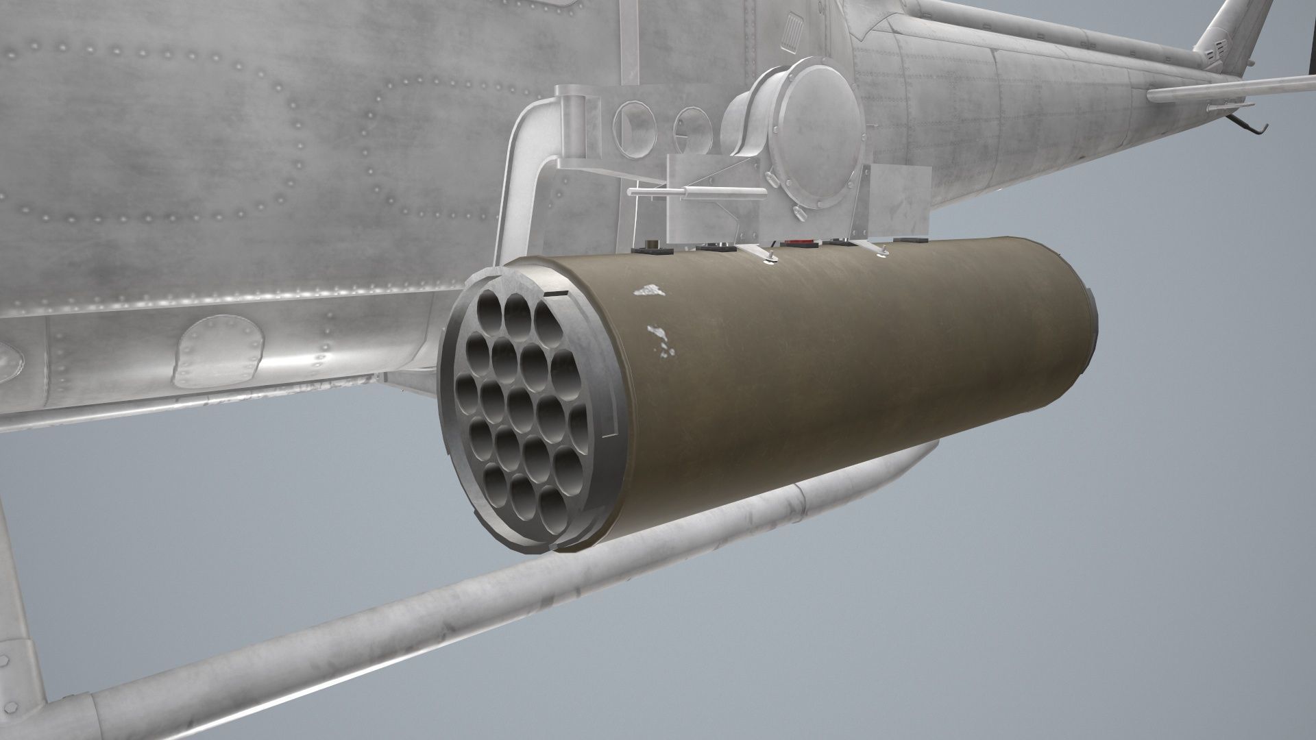 Bell UH-1B Blank Livery Static Low-poly 3D model_17