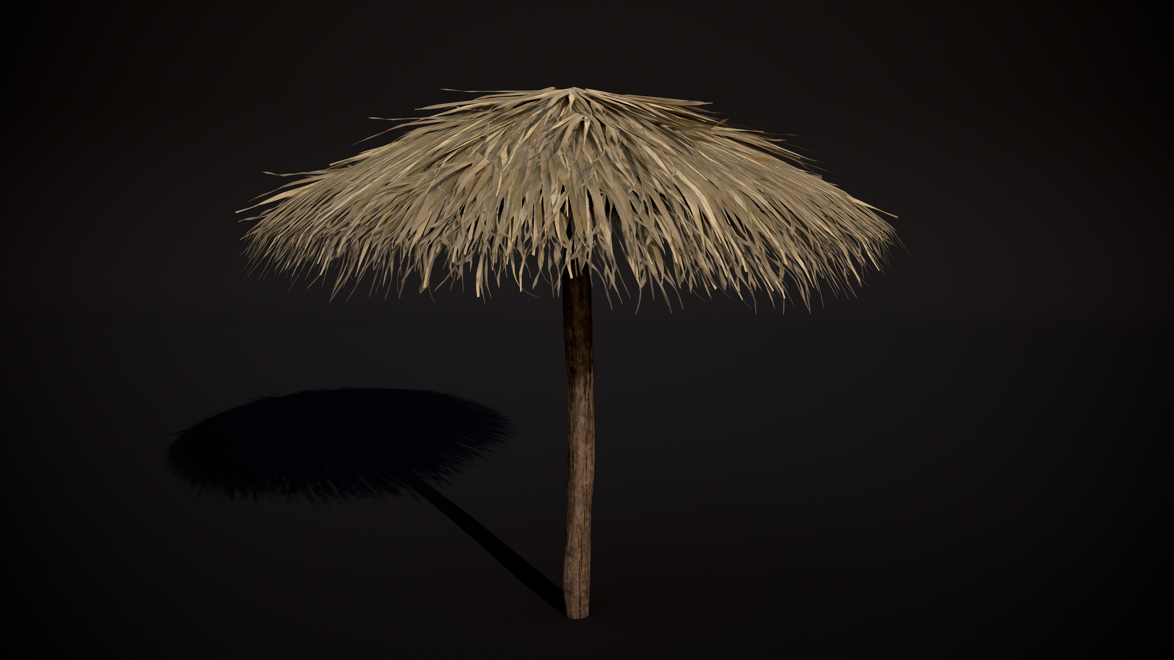 Tropical Thatch Beach Umbrella Low-poly 3D model_4