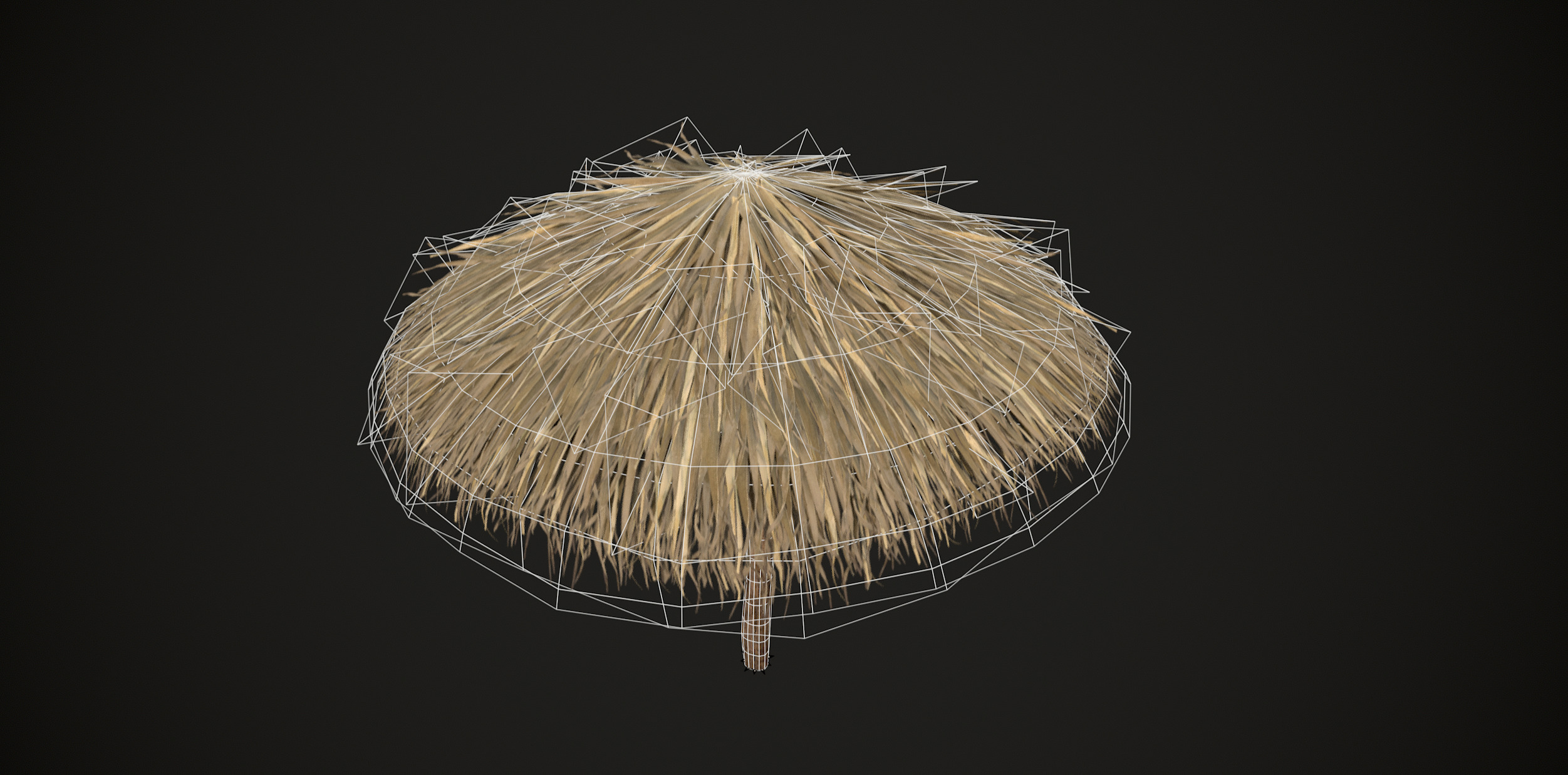 Tropical Thatch Beach Umbrella Low-poly 3D model_10