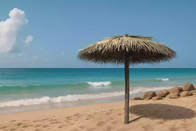 Tropical Thatch Beach Umbrella Low-poly 3D model Tropical Thatch Beach Umbrella Low-poly 3D model
