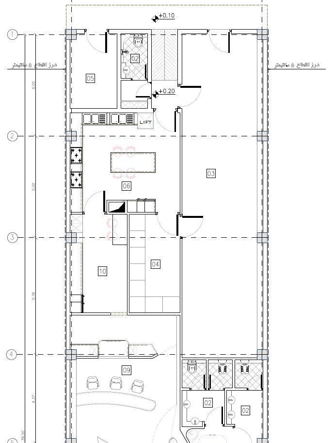 Modern Duplex Cafe Restaurant 2D Architectural  3D model_6