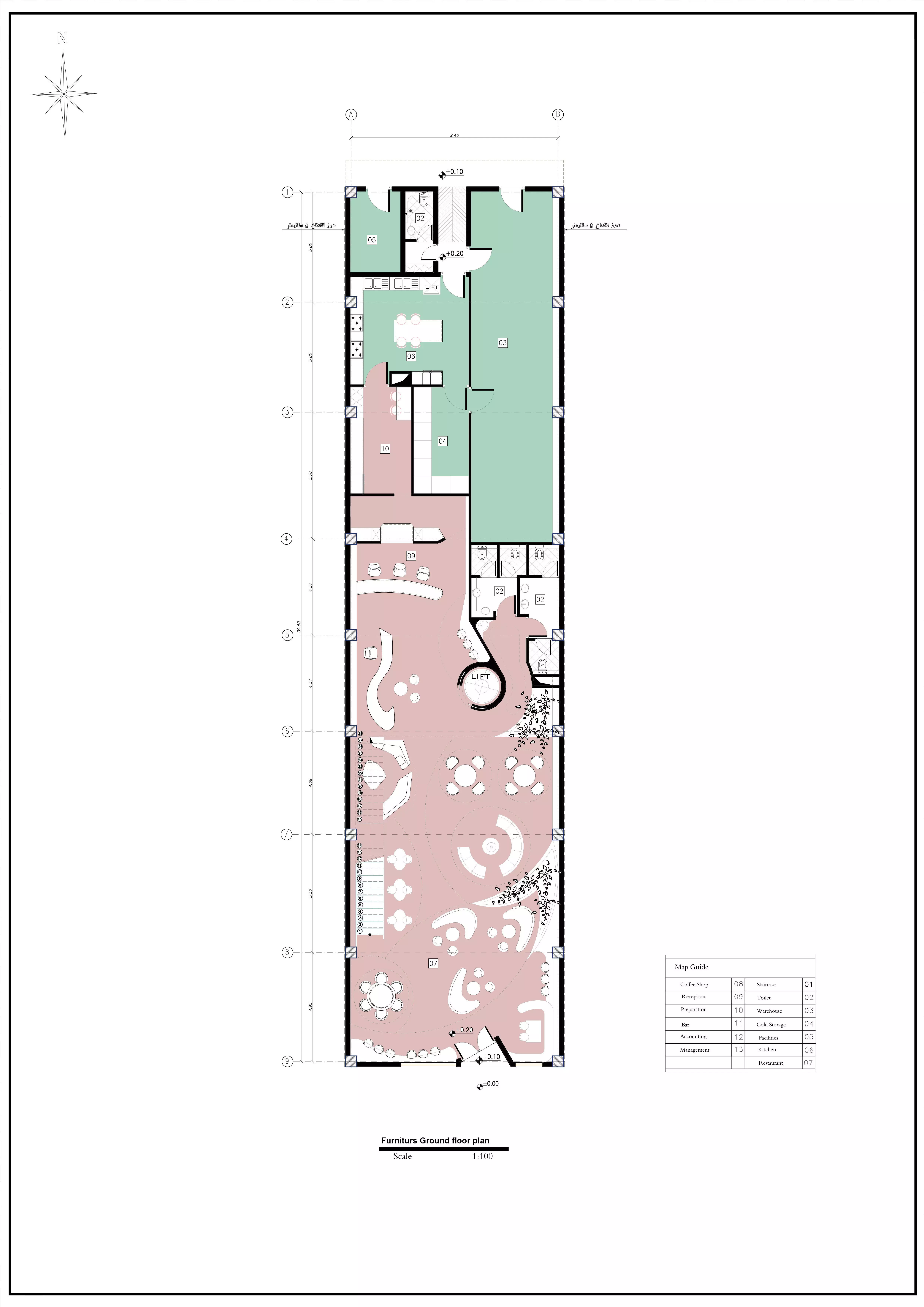 Modern Duplex Cafe Restaurant 2D Architectural  3D model_0