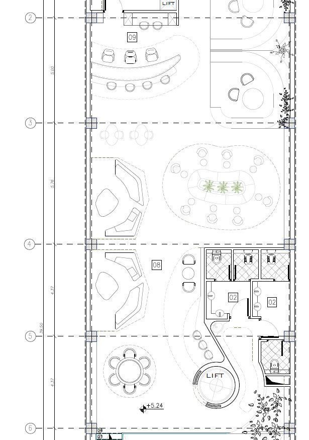 Modern Duplex Cafe Restaurant 2D Architectural  3D model_7