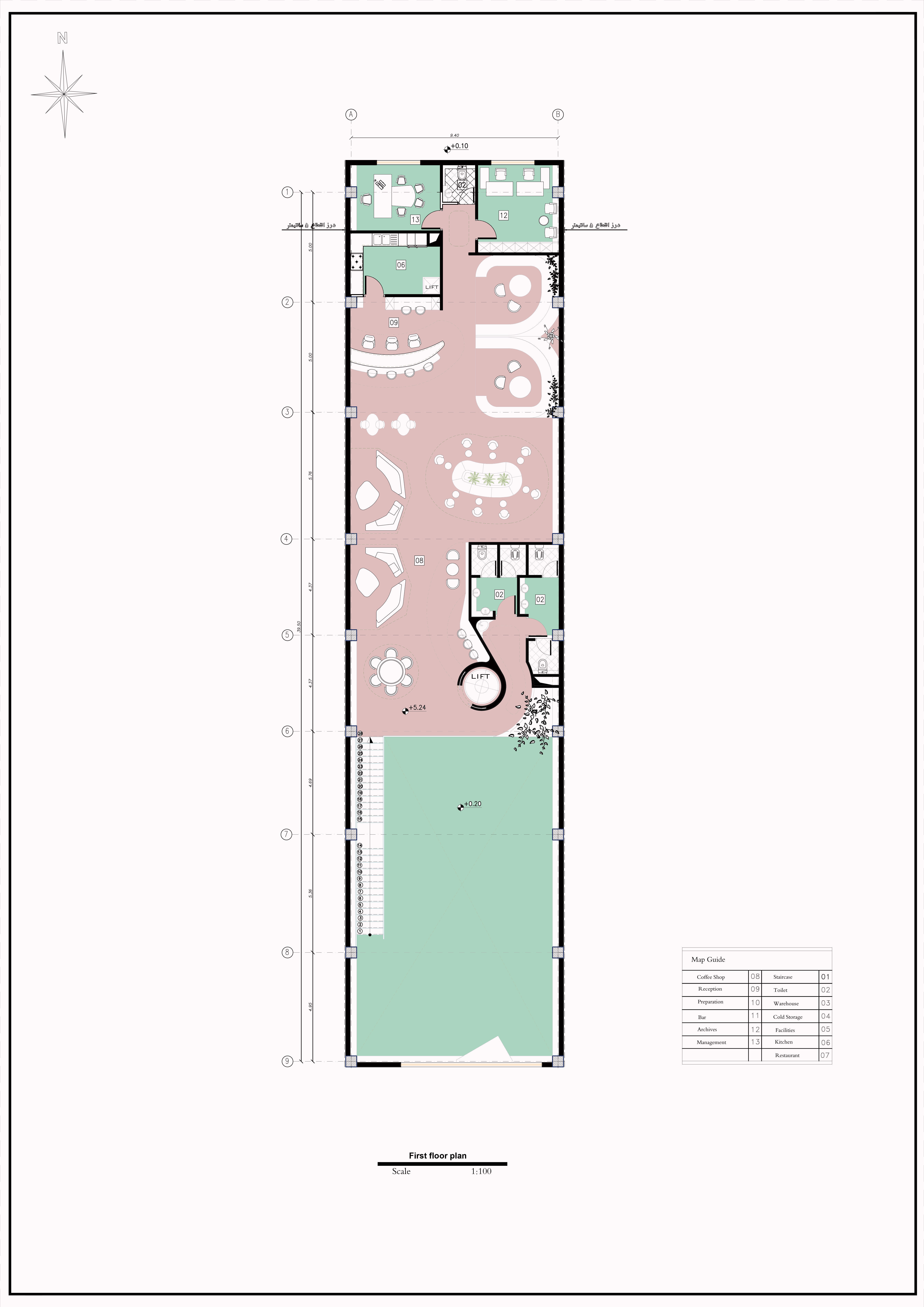 Modern Duplex Cafe Restaurant 2D Architectural  3D model_1