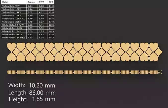Ultra light shiny gold bracelet 3D print model