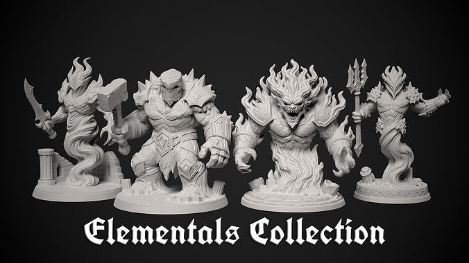 Elementals Collection - 3d print miniatures 