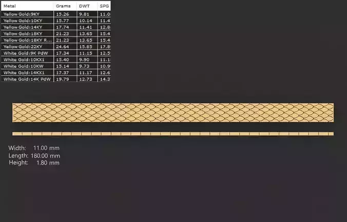 Ultra light shiny gold bracelet 3D print model