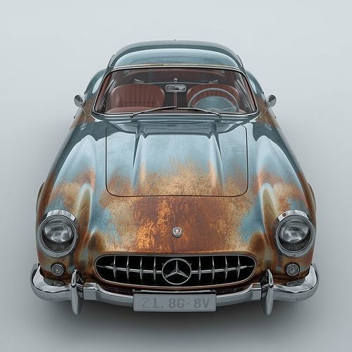 A cool old car in four 3D photos Low-poly 3D model