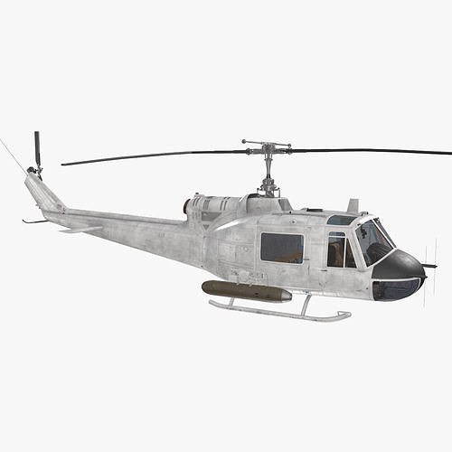 Bell UH-1B Blank Livery Basic Animation Low-poly 3D model