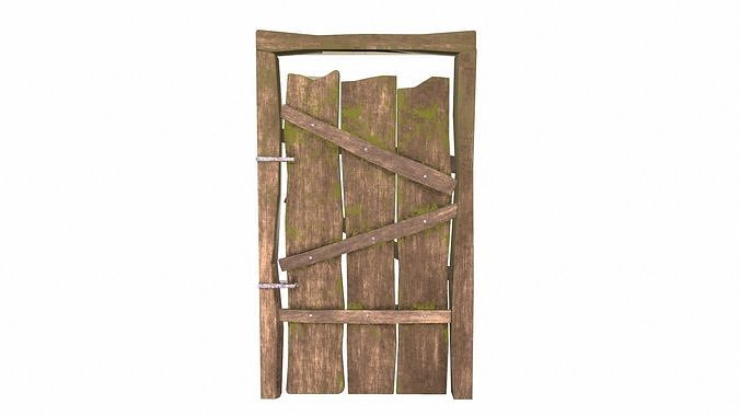 Rustic Wooden Door Low-poly 3D model