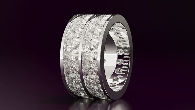 2line Channel Set Oval Eternity Ring 5712CT EU54 3D print model
