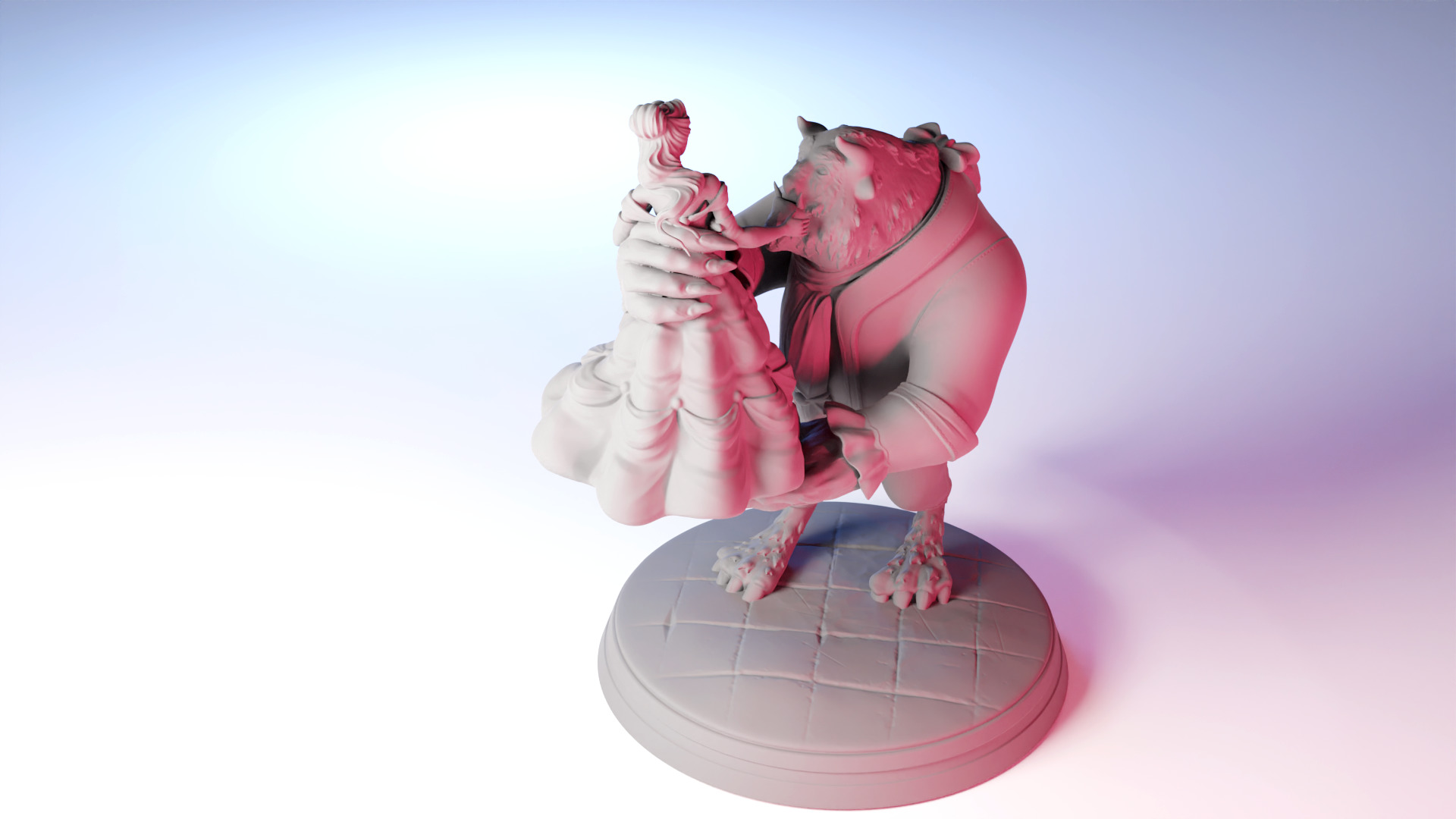 The Beauty and The Beast stl -Fantasy Tale STL Sculpture 3D print model_25