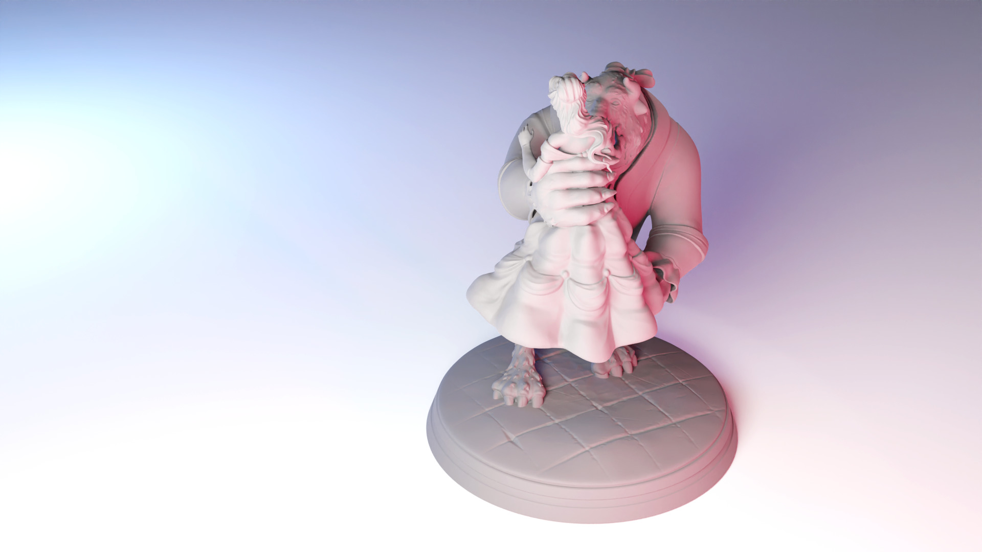 The Beauty and The Beast stl -Fantasy Tale STL Sculpture 3D print model_24