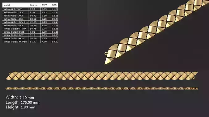 Ultra light shiny gold bracelet