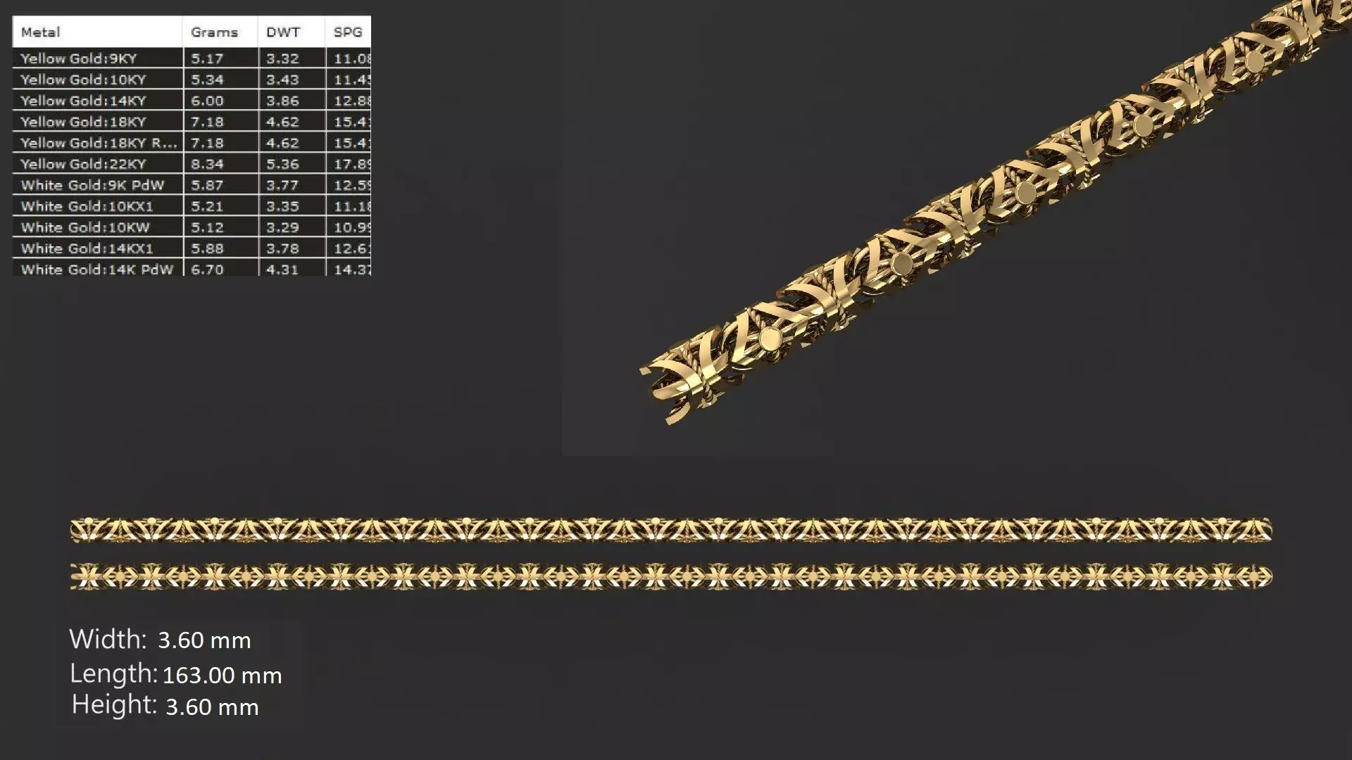 Ultra light shiny gold bracelet 3D print model_0