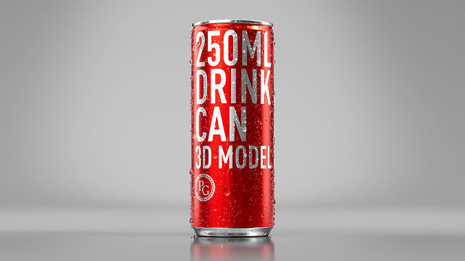 High Quality 250ml Drink Can with Droplets and Drips 3D model 3