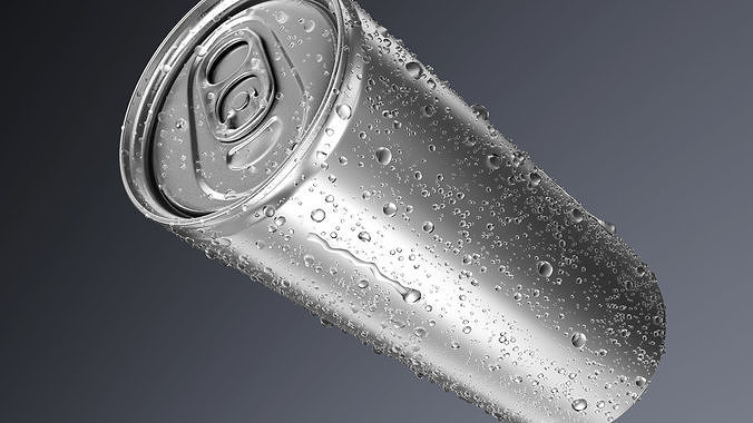 High Quality 250ml Drink Can with Droplets and Drips 3D model