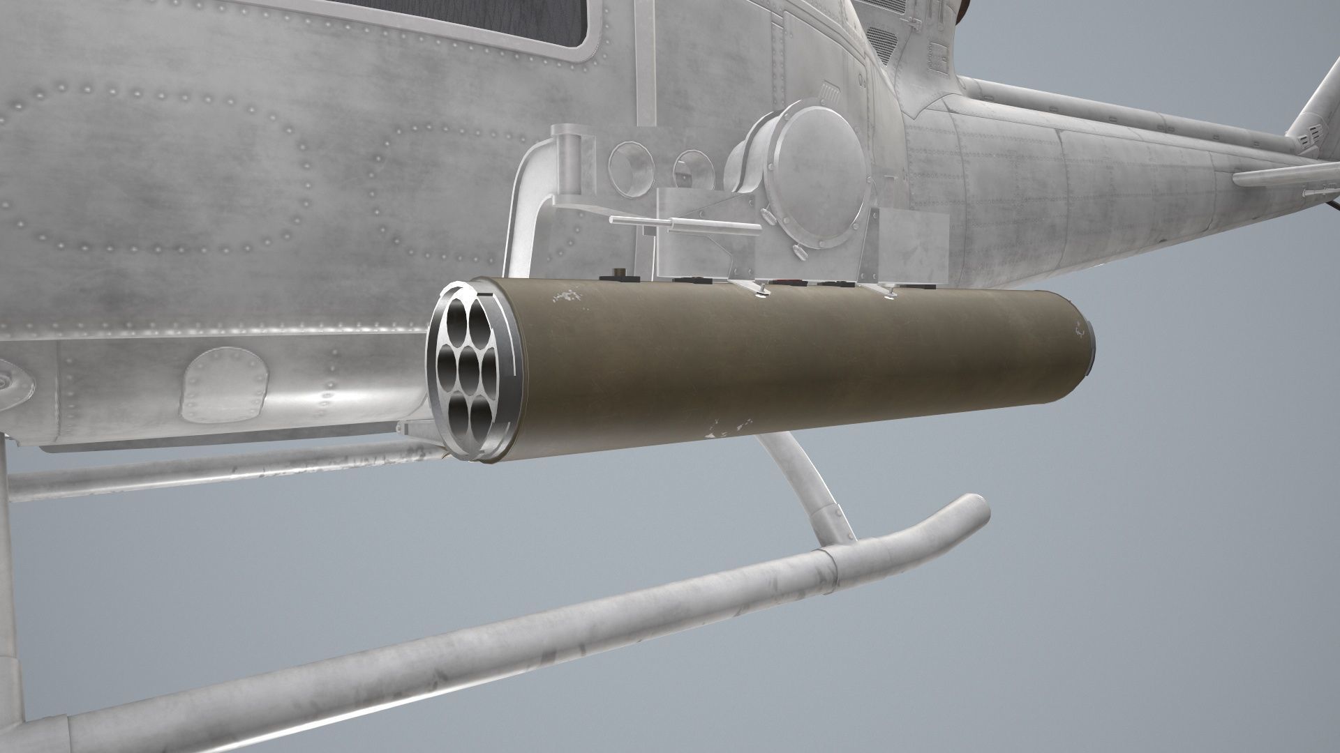 Bell UH-1B Blank Livery Complex Animation Low-poly 3D model_15