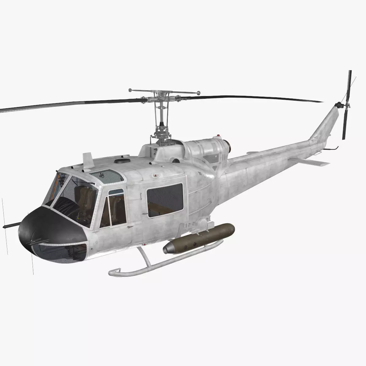 Bell UH-1B Blank Livery Complex Animation Low-poly 3D model_0
