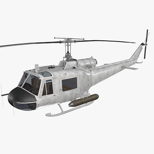 Bell UH-1B Blank Livery Complex Animation Low-poly 3D model