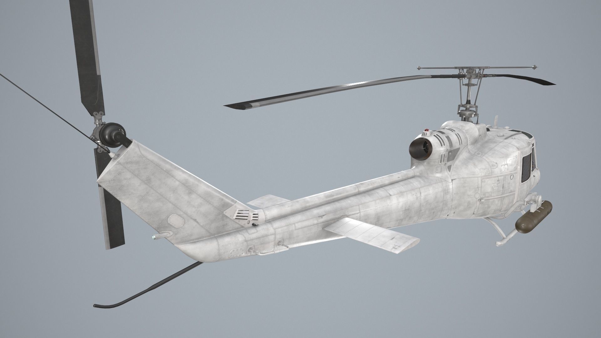 Bell UH-1B Blank Livery Complex Animation Low-poly 3D model_4